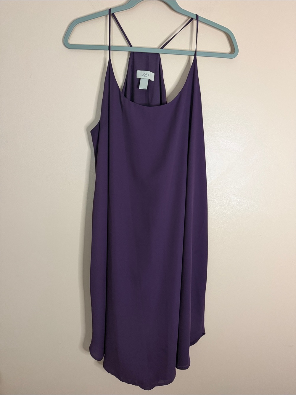 LOFT Deep Purple Strapless Slip Dress with Spaghetti Straps